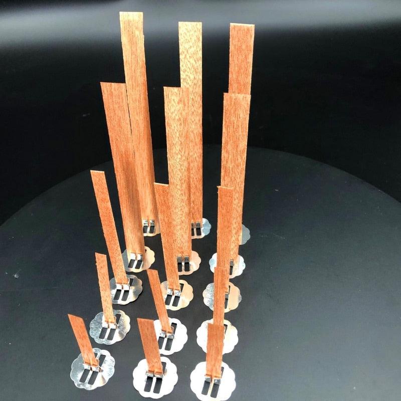 10 mèches de bougie en bois de 6 à 13 cm avec support en métal pour bougies faites à la main, mèches en bois pour bougies en cire de soja ou paraffine, pour fabrication de bougies DIY