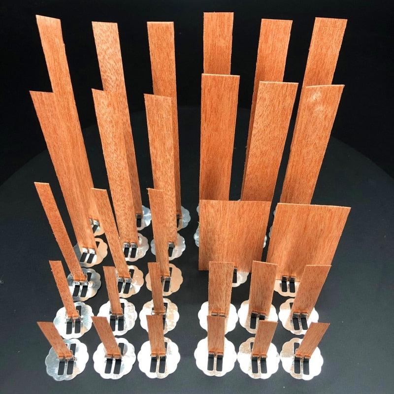 10 mèches de bougie en bois de 6 à 13 cm avec support en métal pour bougies faites à la main, mèches en bois pour bougies en cire de soja ou paraffine, pour fabrication de bougies DIY