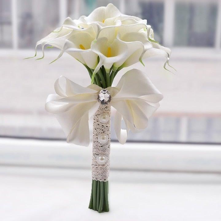 10 Pcs de Haute Qualité Calla Lily Artificielles "Real Touch" Bouquet pour Mariage Mariée Maison Cuisine Table Décoration Fleur Décoration Maison