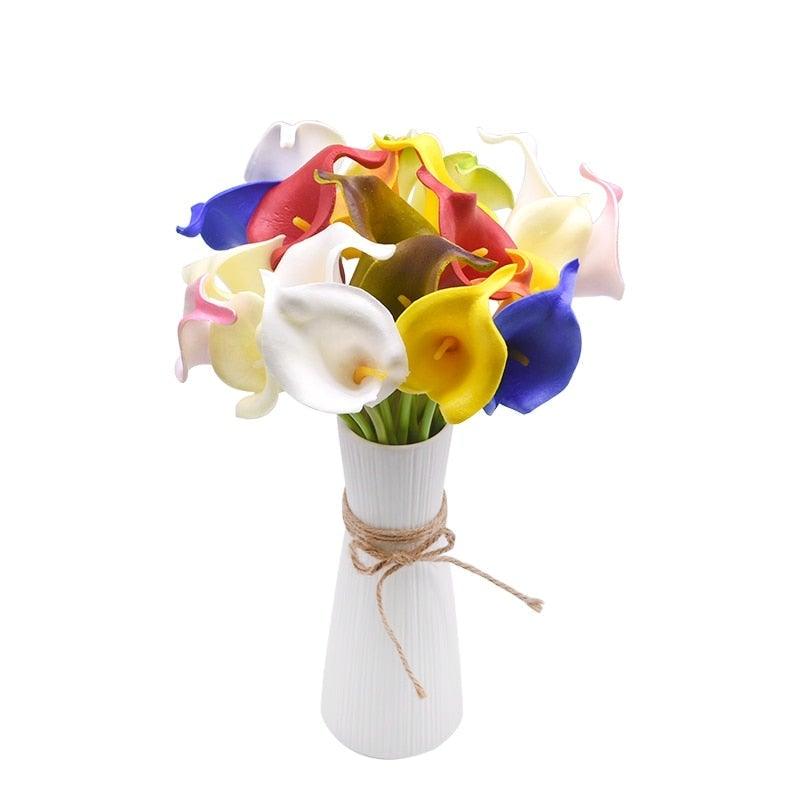 10 Pcs de Haute Qualité Calla Lily Artificielles "Real Touch" Bouquet pour Mariage Mariée Maison Cuisine Table Décoration Fleur Décoration Maison