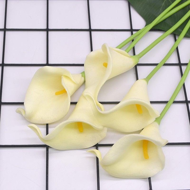 10 Pcs de Haute Qualité Calla Lily Artificielles "Real Touch" Bouquet pour Mariage Mariée Maison Cuisine Table Décoration Fleur Décoration Maison