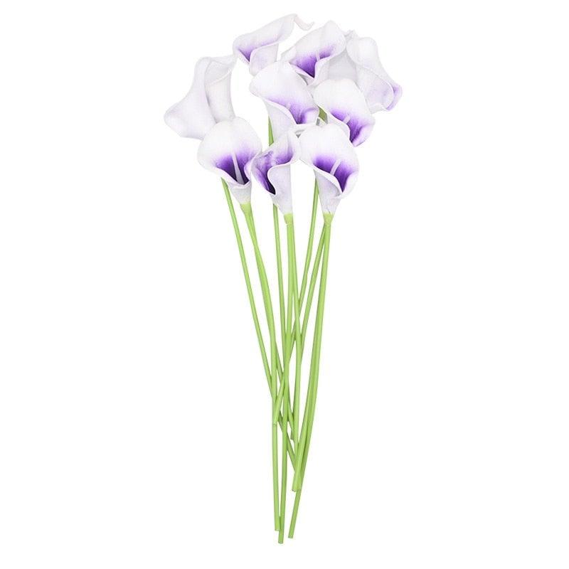 10 Pcs de Haute Qualité Calla Lily Artificielles "Real Touch" Bouquet pour Mariage Mariée Maison Cuisine Table Décoration Fleur Décoration Maison