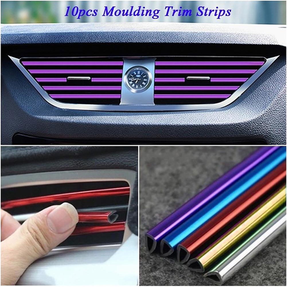 Lot de 10 baguettes décoratives universelles en forme de U pour sortie d'aération de voiture, accessoires brillants pour voiture, baguettes décoratives en forme de U pour sortie d'aération de voiture, accessoires de décoration pour voiture.