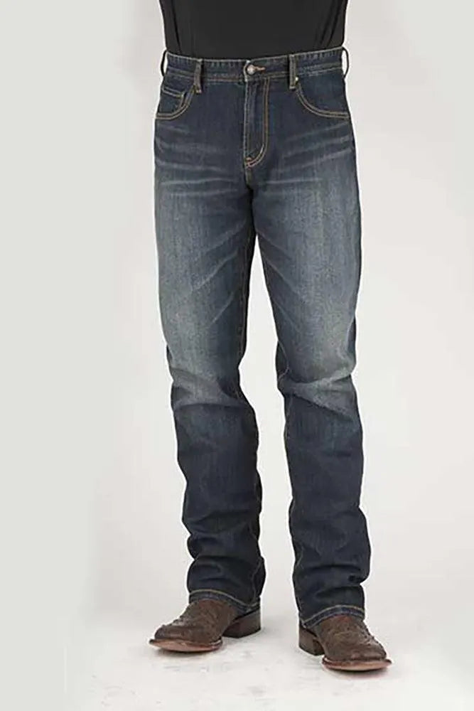 Jeans Stetson 1210 Coupe droite avec poche X (Denim foncé) - Homme