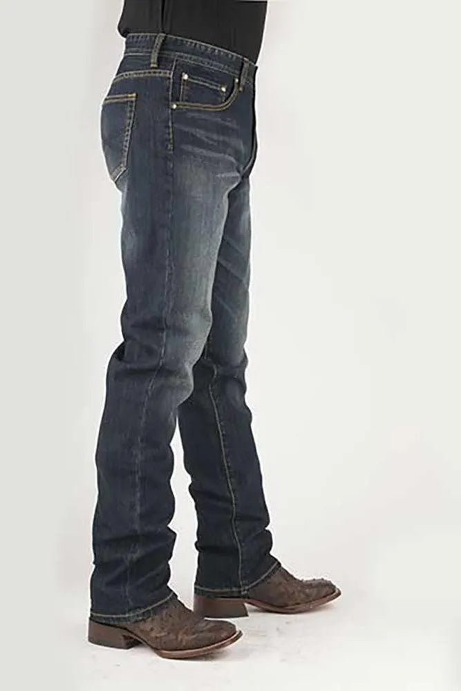 Jeans Stetson 1210 Coupe droite avec poche X (Denim foncé) - Homme