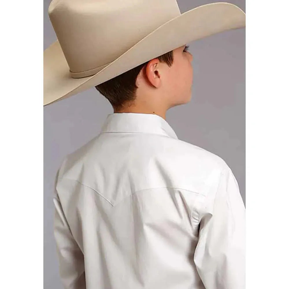 Chemise Western Stetson Pinpoint Oxford (blanc) pour garçon