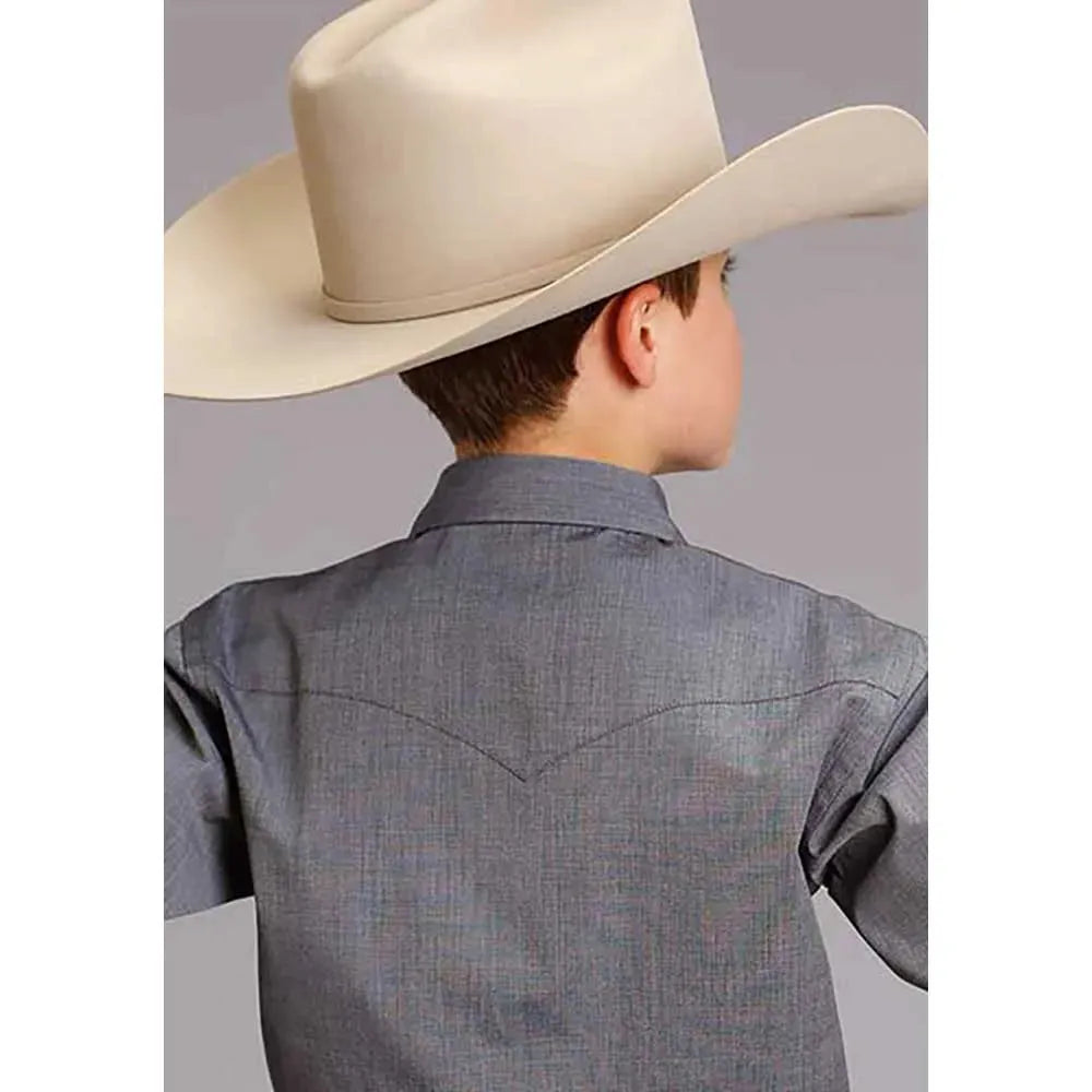 Chemise Western Stetson End on End (Bleu Marine) pour Garçon