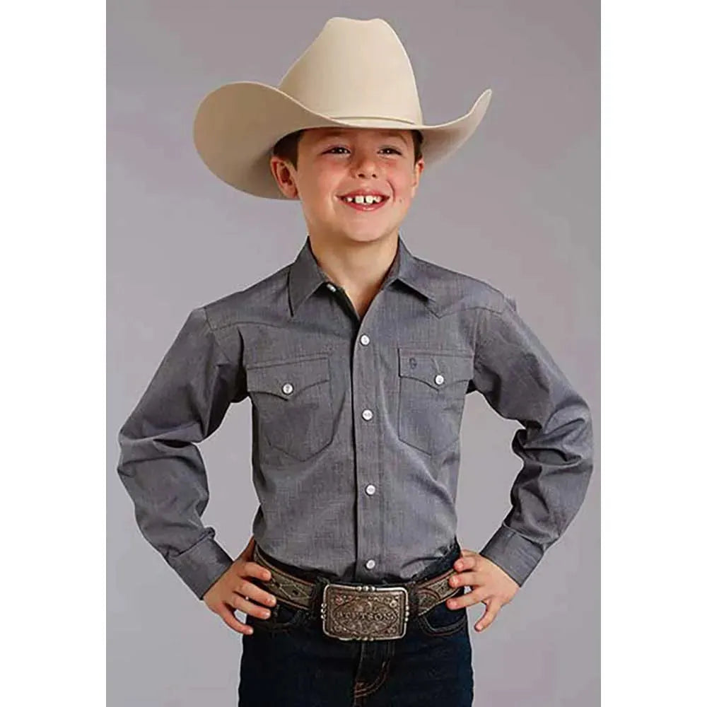 Chemise Western Stetson End on End (Bleu Marine) pour Garçon