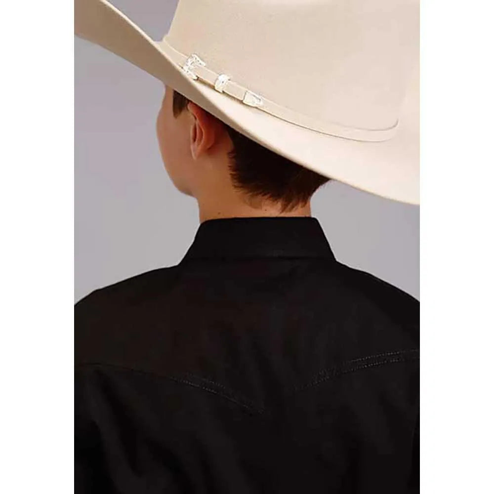 Stetson Popeline Unie (Noir) - Chemise Western Enfant