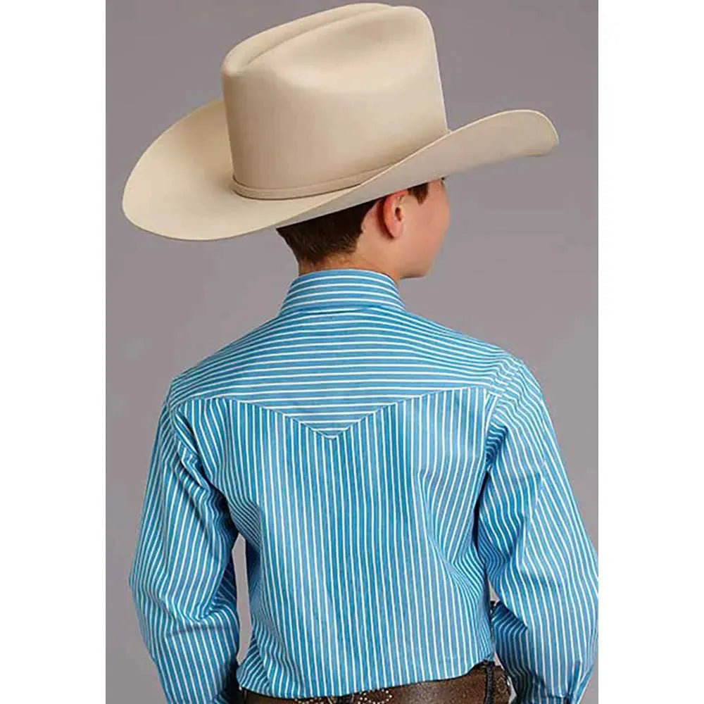 Chemise Western Stetson Candy Strip (Turquoise/Blanc) - Garçon