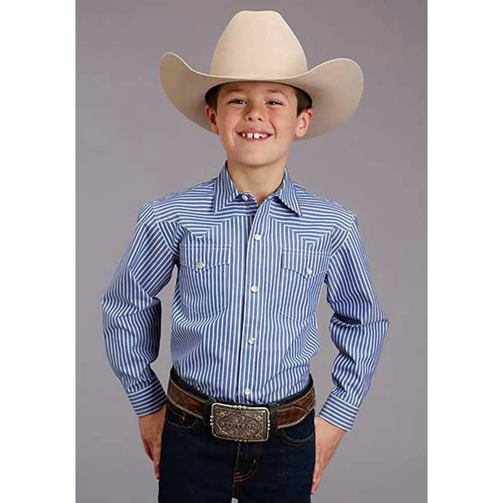 Chemise Western Stetson Candy Strip (Bleu/Blanc) - Garçon