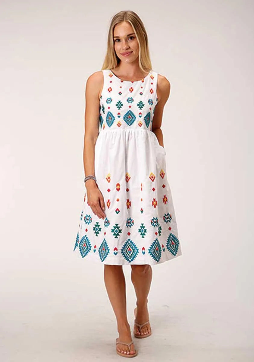 Robe en coton sans manches Stetson Bright Schiffli (blanc) pour femme