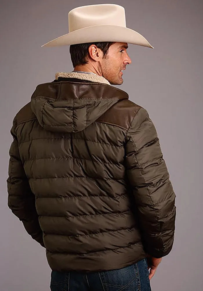 Veste à capuche solide Stetson Novelty (marron) - Blouson en cuir pour hommes