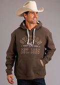 Sweat à capuche Stetson en mélange de coton, modèle 1865 (marron) - Homme
