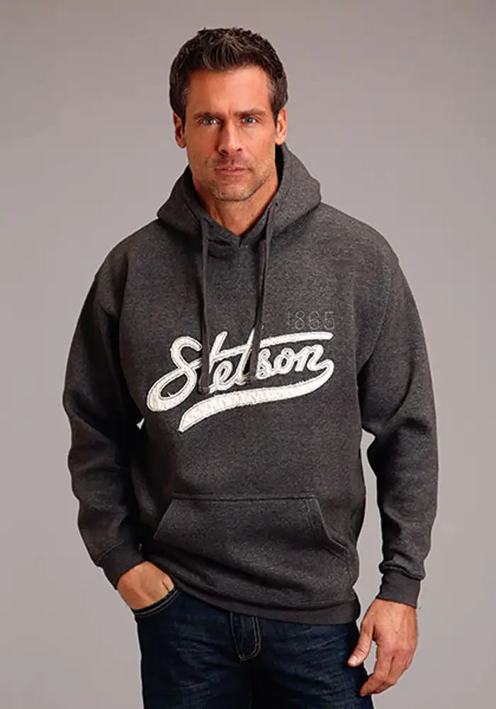 Stetson 1865 Applique Script (Gris) - Sweat à Capuche Homme