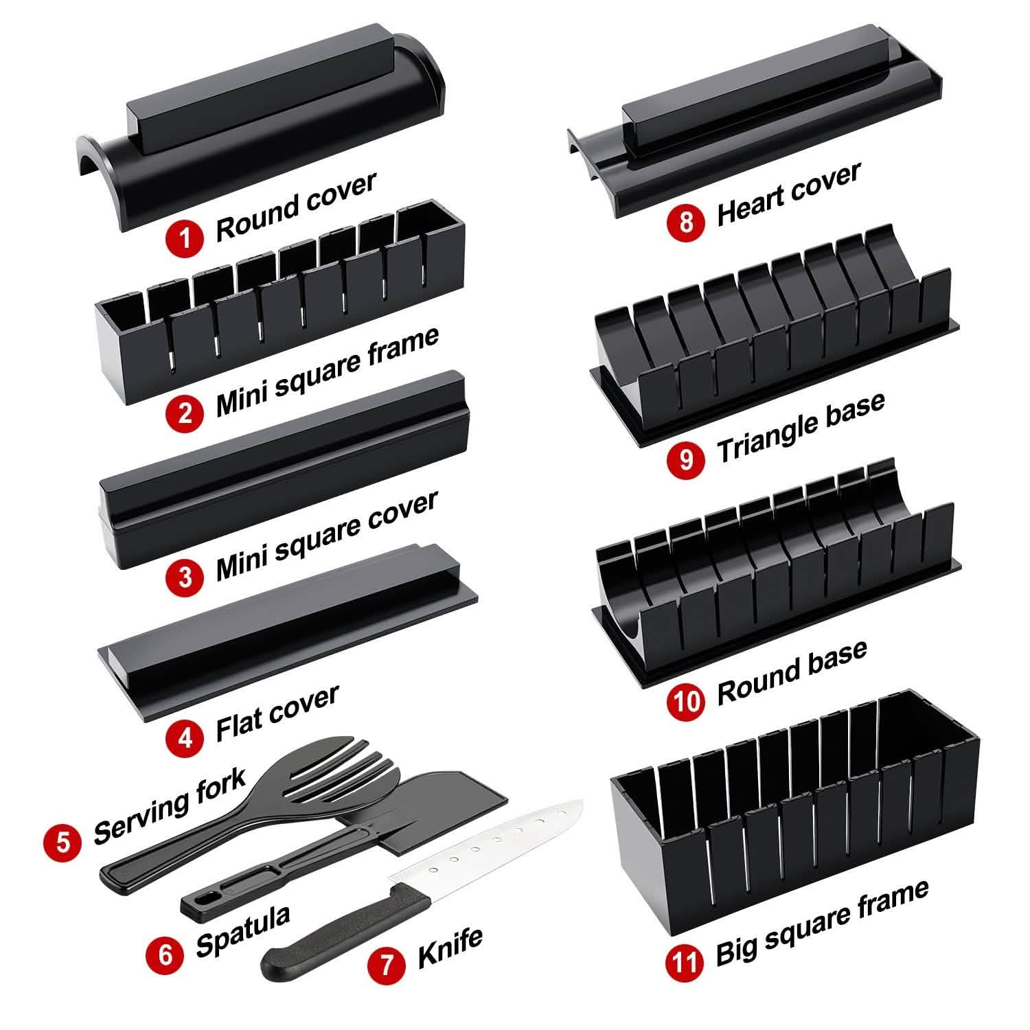 Kit d'outils pour la fabrication de sushis, 11 pièces