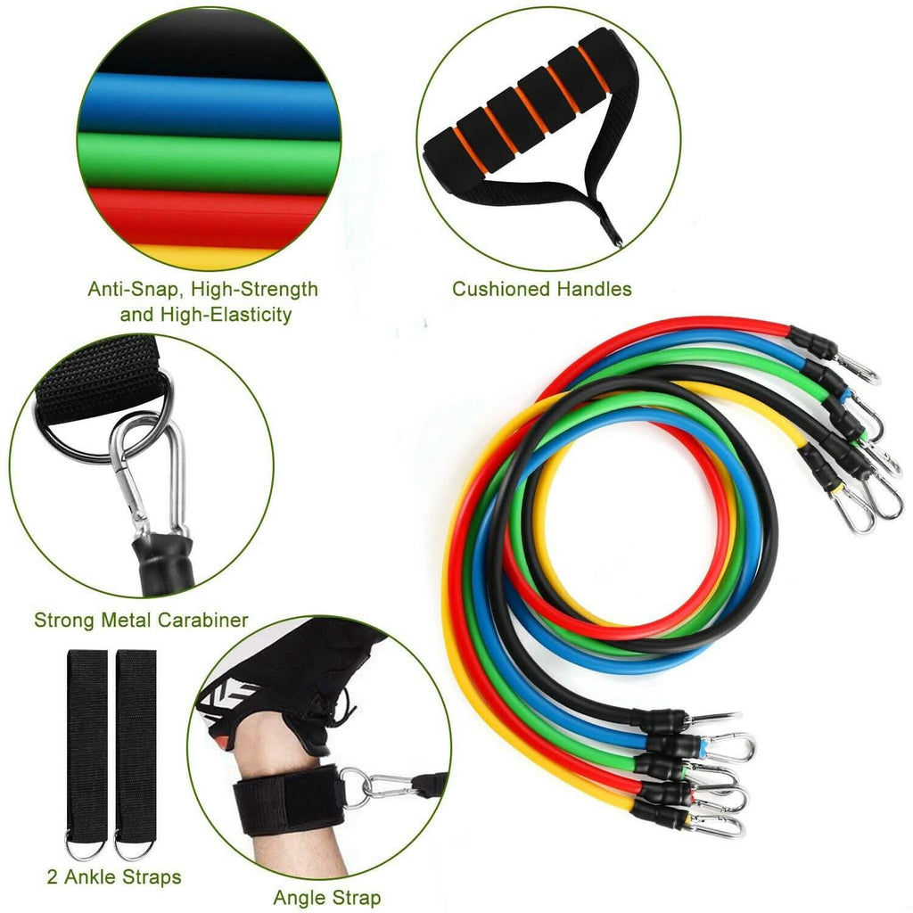 Ensemble de 11 pièces : Kit de Bandes de Résistance Fitness