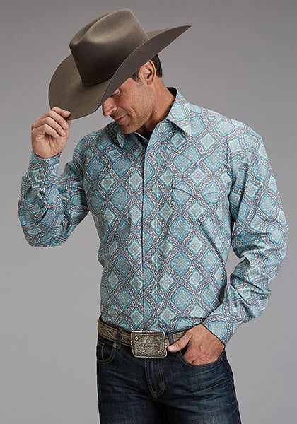 Chemise western Stetson 1918 Turquoise Medallion (Bleu) – Homme