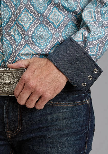 Chemise western Stetson 1918 Turquoise Medallion (Bleu) – Homme