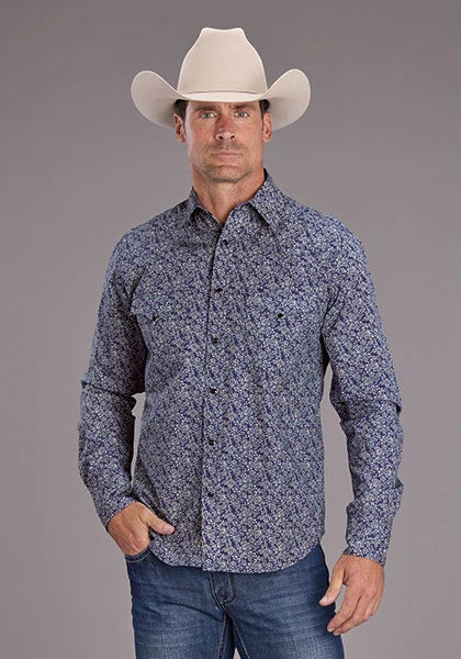 Stetson 2523 Vintage Prairie (Bleu) - Chemise Western pour Homme
