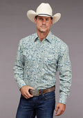 Chemise Western Stetson 2034 Paisley Tonal (Bleu) - Homme
