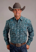 Chemise Western Stetson Forest Paisley (Vert) pour homme