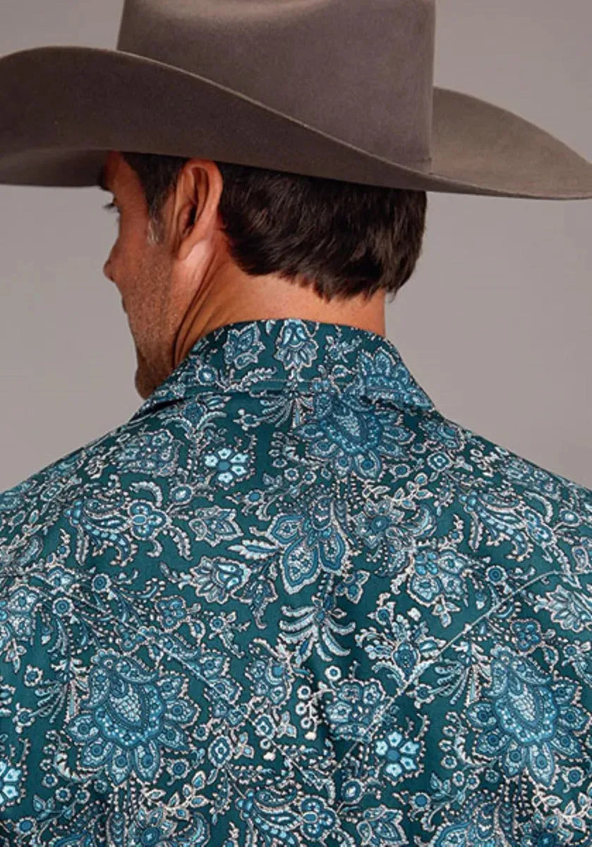 Chemise Western Stetson Forest Paisley (Vert) pour homme