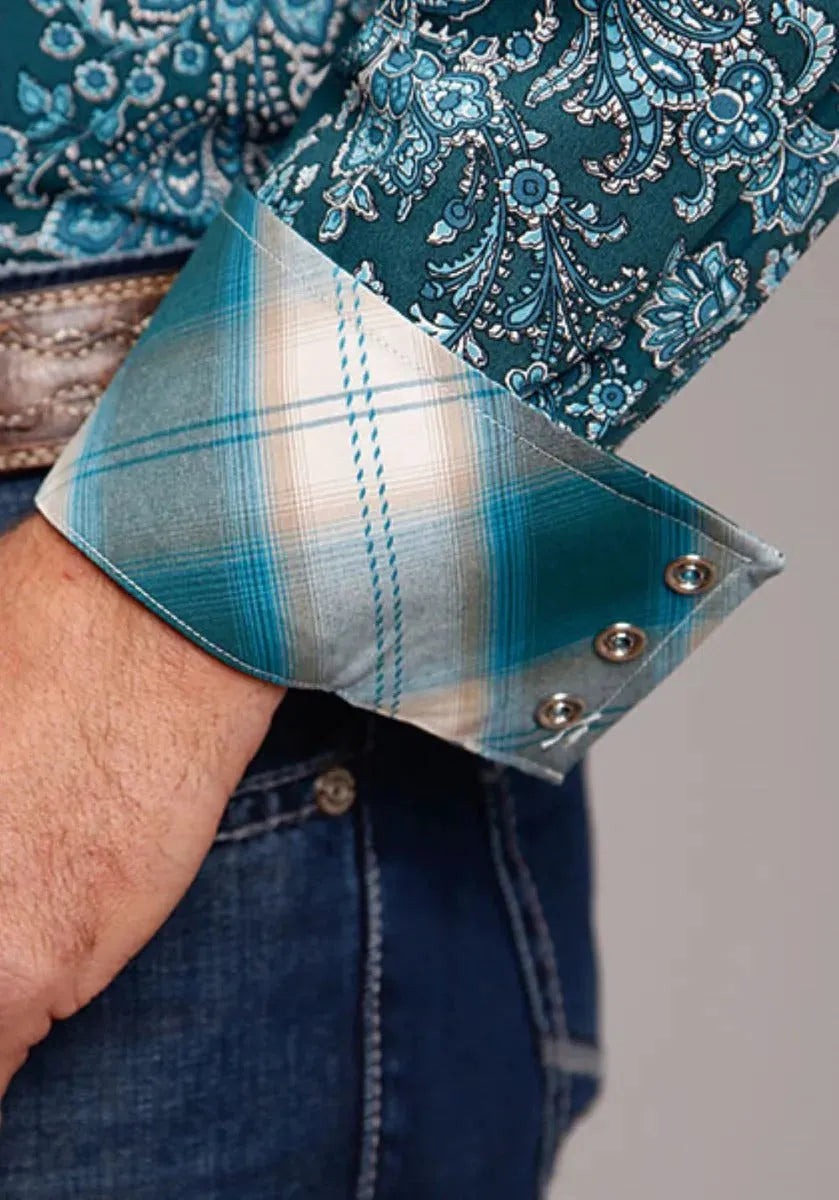 Chemise Western Stetson Forest Paisley (Vert) pour homme