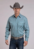 Chemise western Stetson 2573 Tile Medallion (Bleue) pour homme