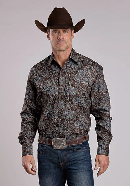 Stetson 2575 Paisley d'Automne (Marron) - Chemise Western Homme