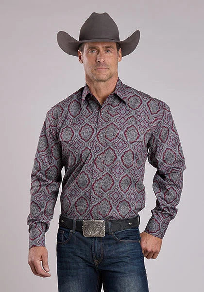 Stetson 2572 Medallion Paisley (Vin) - Chemise Western Homme