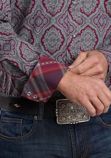 Stetson 2572 Medallion Paisley (Vin) - Chemise Western Homme