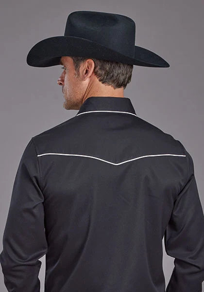 Chemise Western Stetson 2302 en Sergé Robuste (Noir) pour Homme