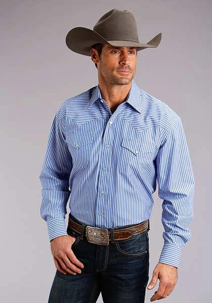 Chemise Western Homme Stetson 0898 Rayures Bonbon (Bleu)