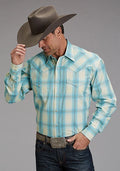 Chemise western Stetson 1929 Aqua Ombré (bleue) pour homme