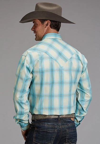 Chemise western Stetson 1929 Aqua Ombré (bleue) pour homme