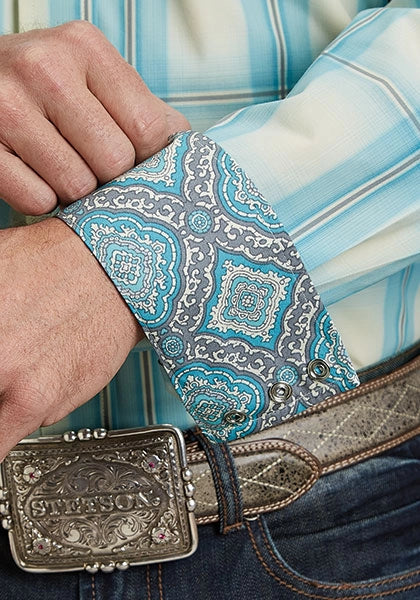 Chemise western Stetson 1929 Aqua Ombré (bleue) pour homme