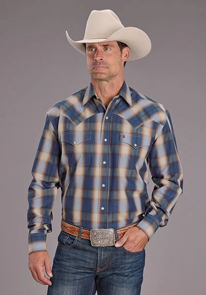 Chemise Western Homme Stetson 2513 Ranch Plaid (Bleu)