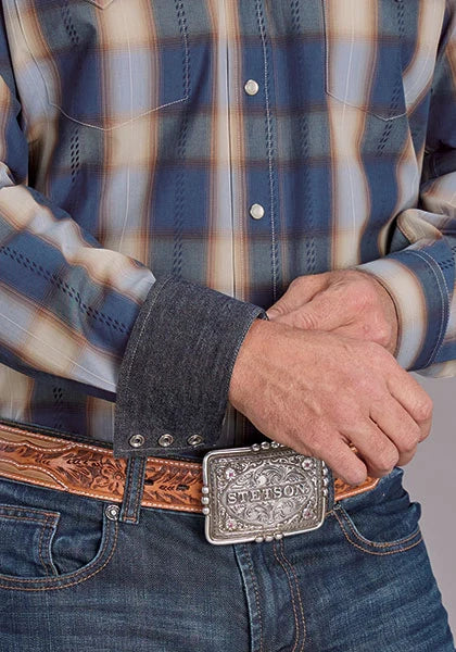 Chemise Western Homme Stetson 2513 Ranch Plaid (Bleu)