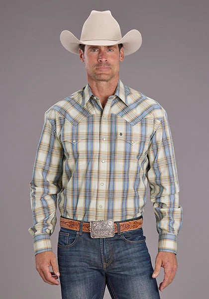 Chemise Western Stetson 2514 à Carreaux Cinnabar (Bleu) – Homme