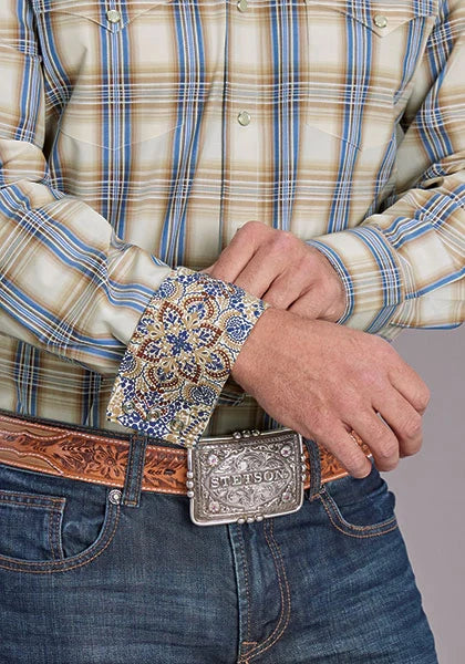 Chemise Western Stetson 2514 à Carreaux Cinnabar (Bleu) – Homme