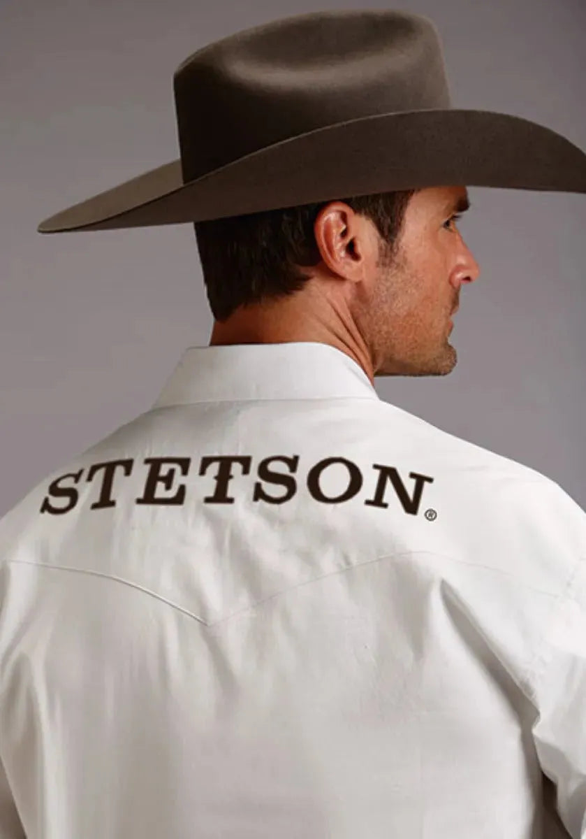 Chemise western Stetson Logo Wear (blanc) – Homme