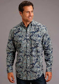 Chemise Western Stetson Deep Marine (Bleu) pour Homme