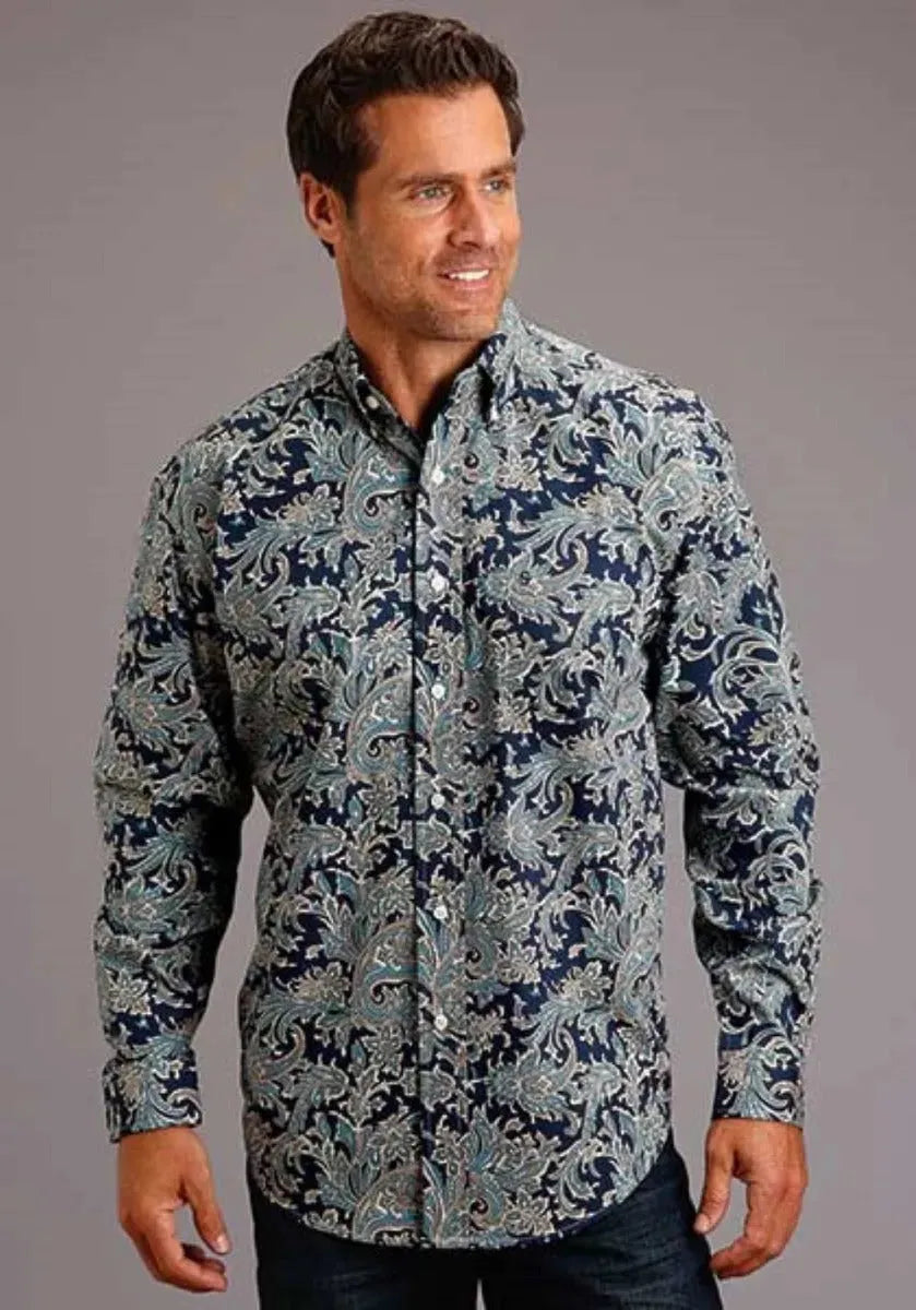 Chemise Western Stetson Deep Marine (Bleu) pour Homme