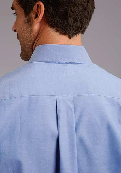 Chemise western Stetson 3868 Oxford Uni (Bleue) pour homme