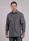 Chemise Western Stetson Chambray à Boutons (Marine) - Homme