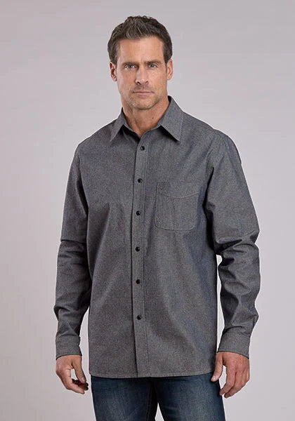 Chemise Western Stetson Chambray à Boutons (Marine) - Homme