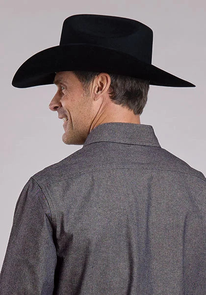 Chemise Western Stetson Chambray à Boutons (Marine) - Homme