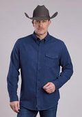 Chemise Western Stetson 2473 en flanelle chinée (marine) pour homme