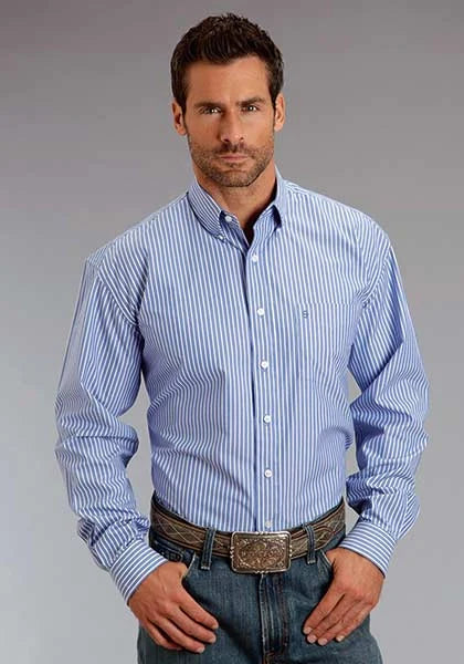 Stetson 0898 Rayures Bonbon Droite (Bleu) - Chemise Western Homme